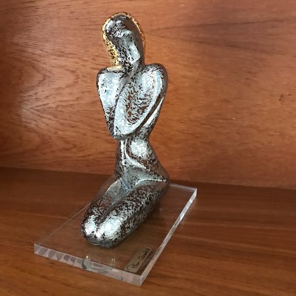 Axia Hand Made 24K Gold Plated Porcelain Female Figurine Sculpture Statue - Picture 1 of 8